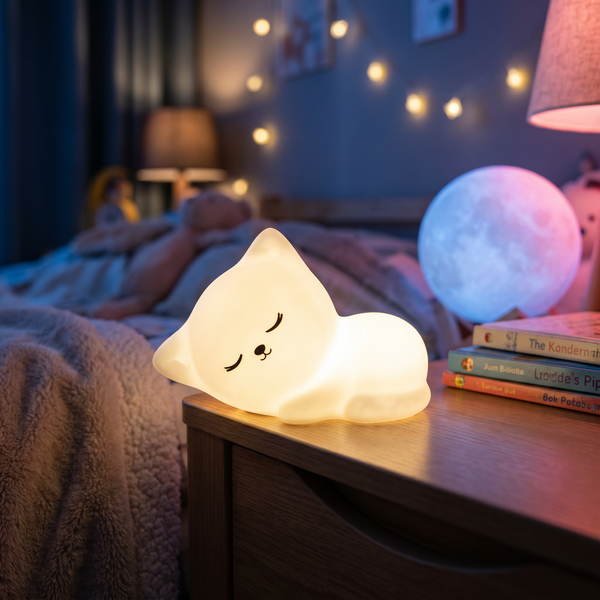 Veilleuse Silicone Chat LED Rechargeable — 7 Couleurs, Variateur Tactile, Enfant – photo 2
