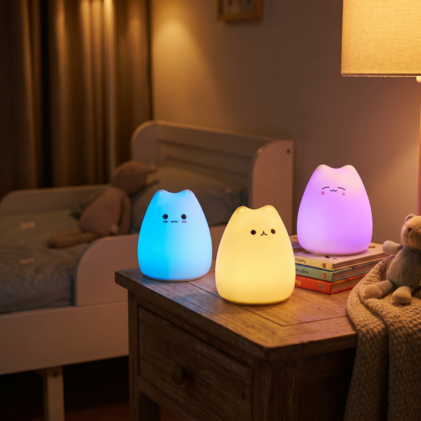 Veilleuse Silicone Chat Rechargeable — 7 Couleurs LED, Capteur Tactile, Enfant Bébé – photo 2