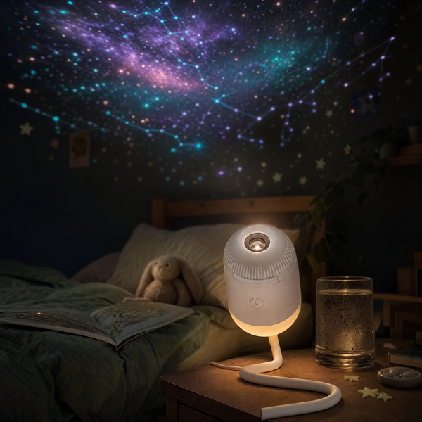 Lunaria Projecteur Galaxie Pro Starry Sky 360° Enfants - projecteur galaxie en situation dans une chambre - ambiance cosmique