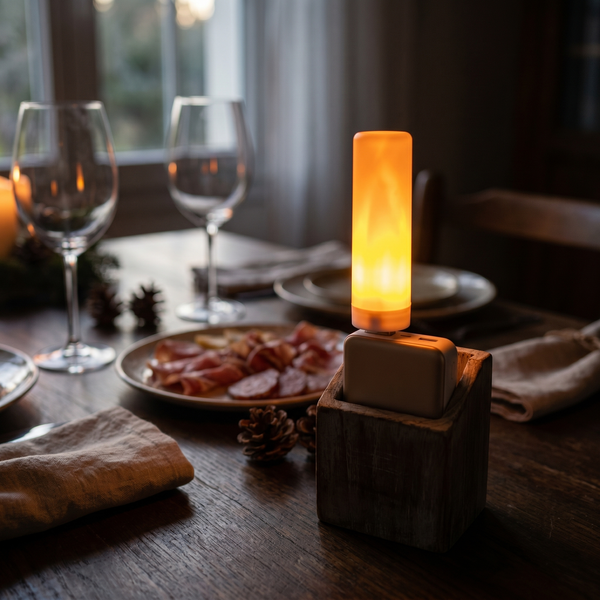 Lunaria Bougie LED Flamme Vacillante USB - bougie LED en situation dans une chambre - ambiance flamme vacillante