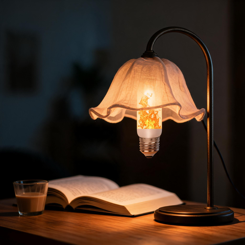 Lunaria Ampoule LED E27 Effet Flamme - ampoule LED effet flamme en situation dans une chambre - ambiance flamme