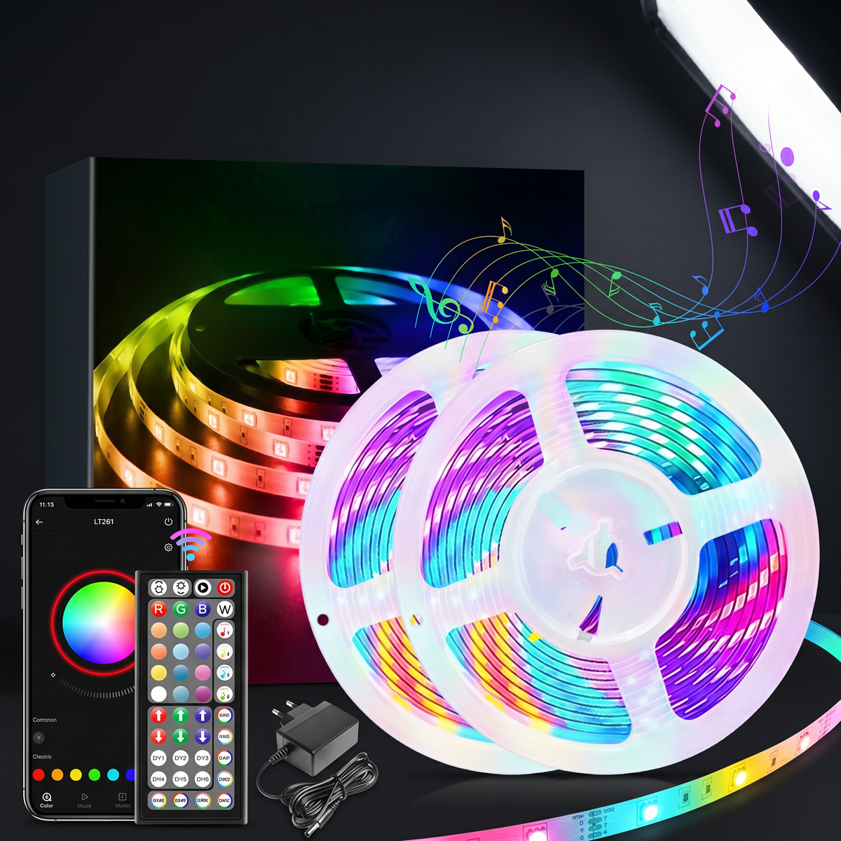 Ruban LED RGB App Bluetooth Sync Musique Télécommande