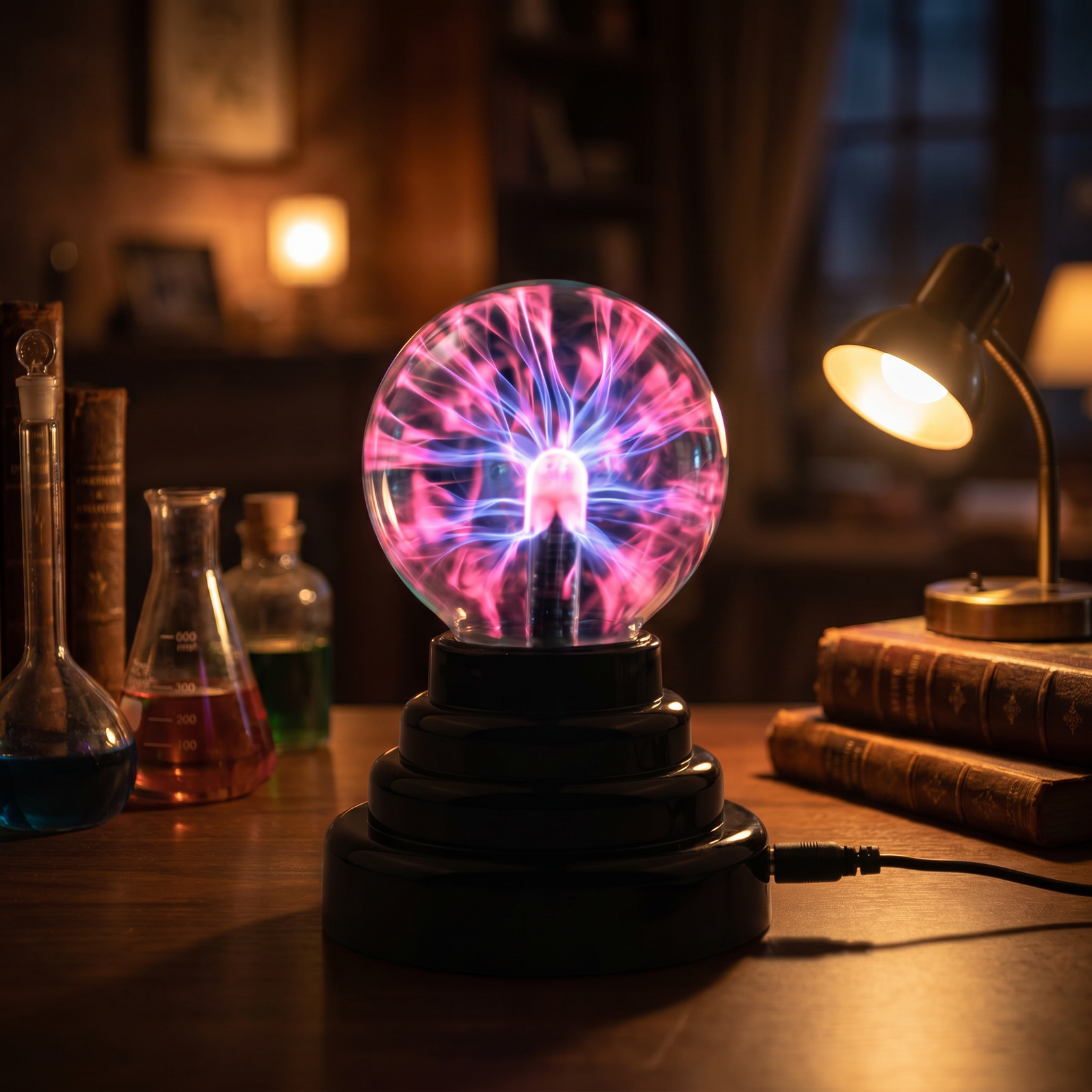Lunaria Boule Plasma Lava Magique - boule plasma en situation dans une chambre - ambiance énergie électrique