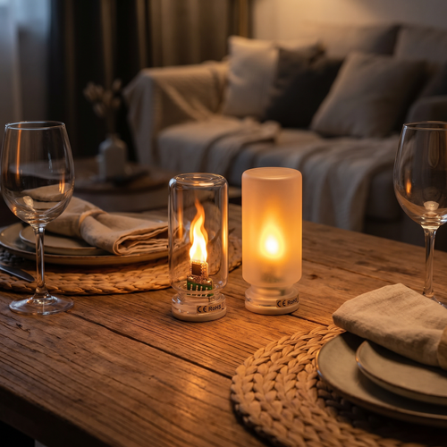Lunaria Bougie LED Flamme Vacillante - bougie LED en situation dans une chambre - ambiance flamme vacillante