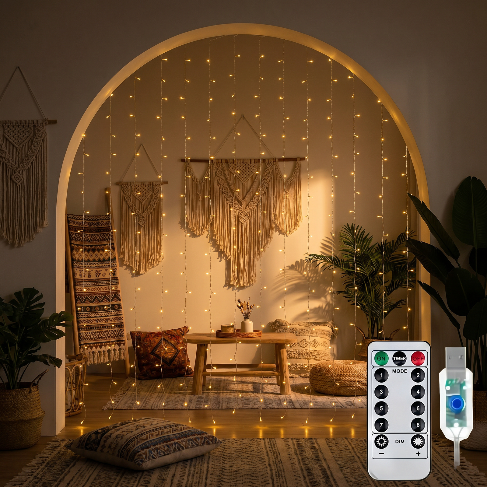 Rideau LED Guirlande Télécommande USB – photo 2