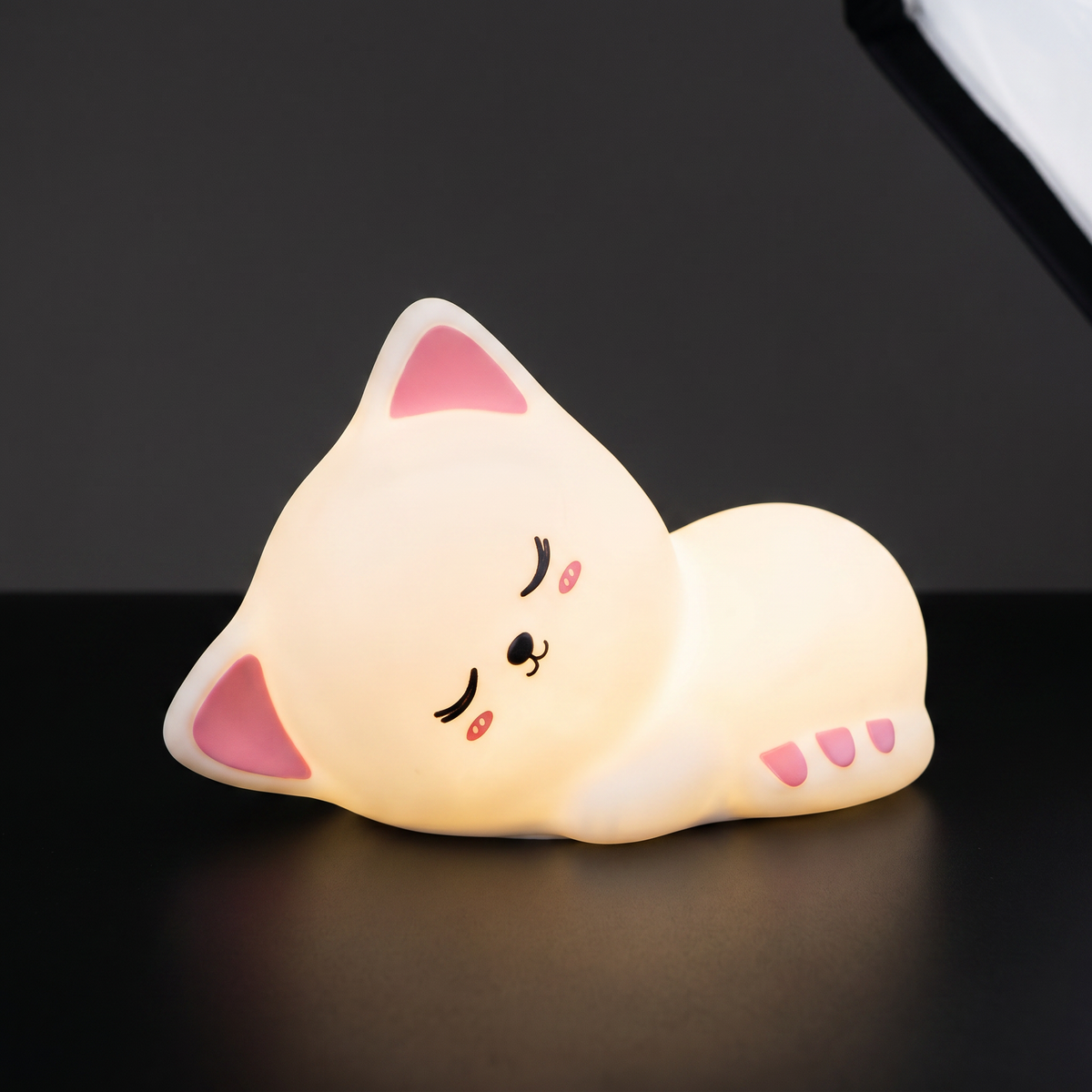 Veilleuse Silicone Chat LED Rechargeable — 7 Couleurs, Variateur Tactile, Enfant