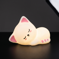 Veilleuse Silicone Chat LED Rechargeable — 7 Couleurs, Variateur Tactile, Enfant