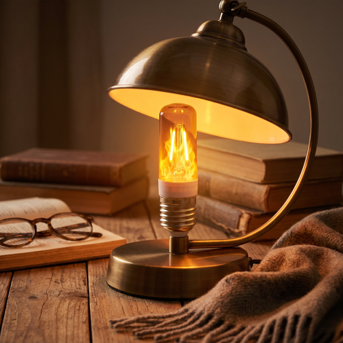 Lunaria Ampoule LED E27 Effet Flamme USB - ampoule LED effet flamme en situation dans une chambre - ambiance flamme