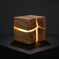 Lunaria Cube LED Bois Résine Murale - cube LED décoratif - design minimaliste - décoration intérieur LED