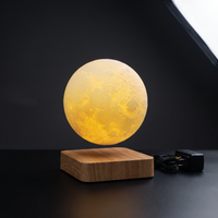 Lampe Lune Lévitation Base Bois 3D
