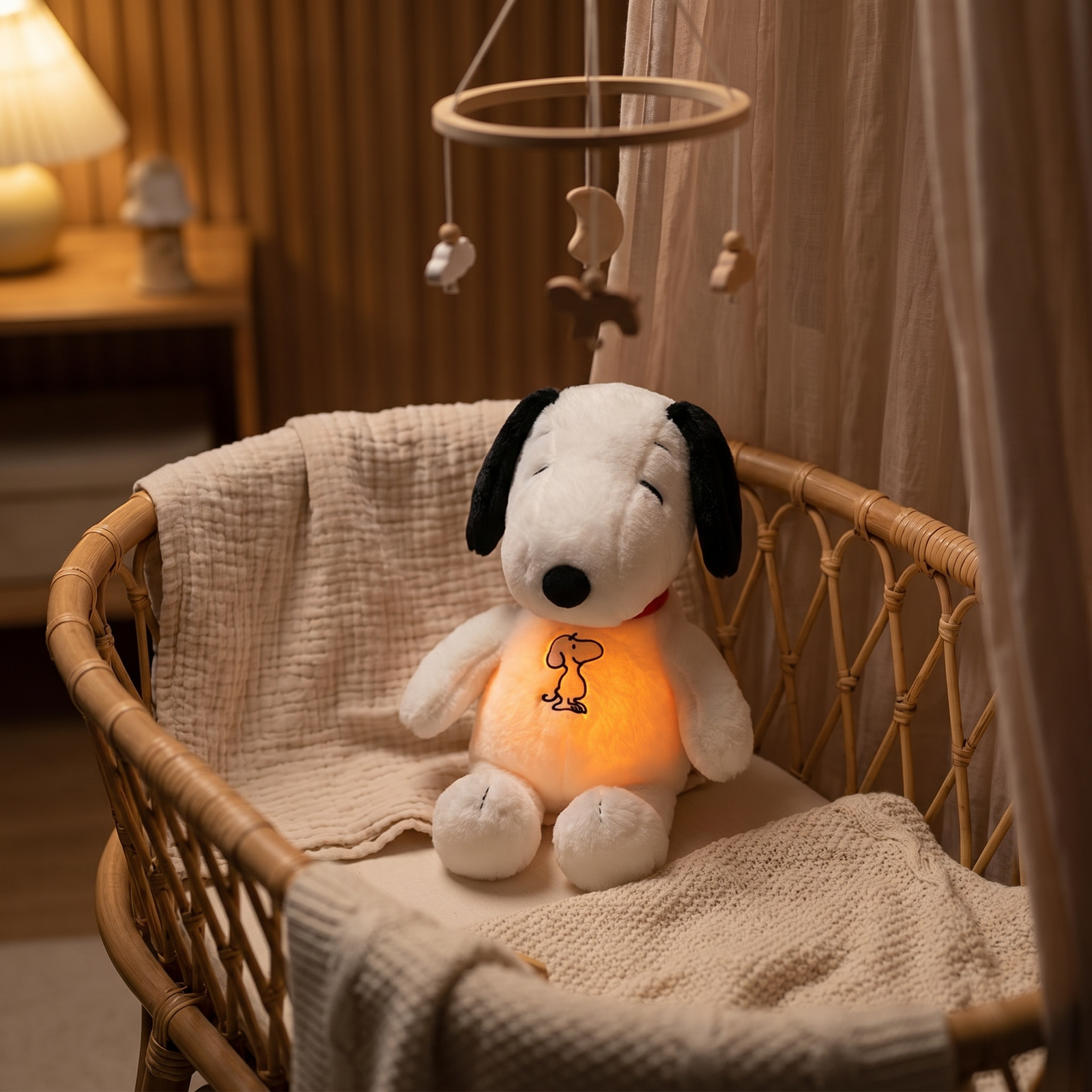 Peluche Veilleuse Snoopy Respirante — Doudou Musical et Lumineux Bébé – photo 2