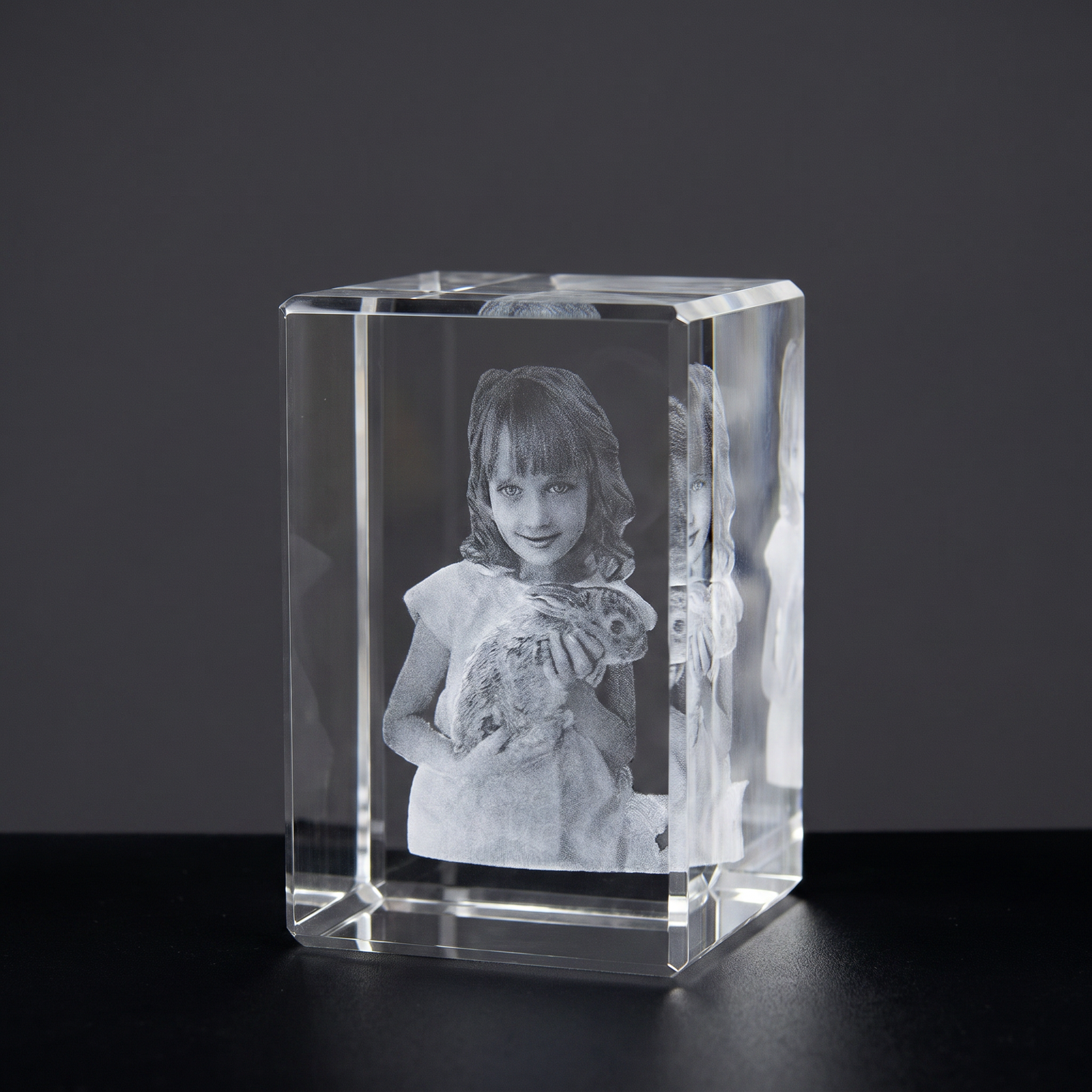 Lunaria Cube Cristal Photo Personnalisable Gravé - décoration intérieur