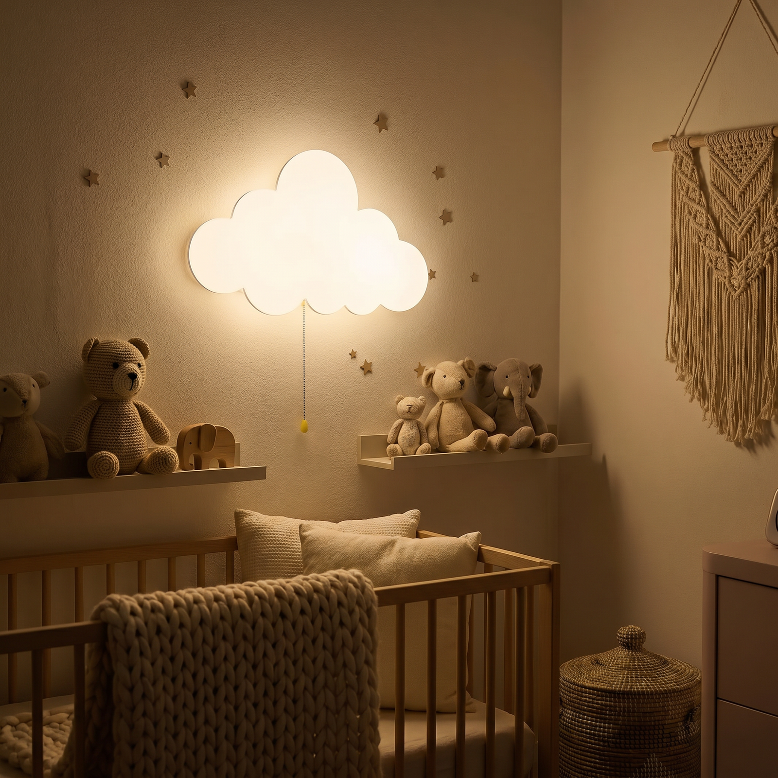 Veilleuse Murale Nuage Enfant — Lampe Design Bois LED pour Chambre Bébé – photo 2