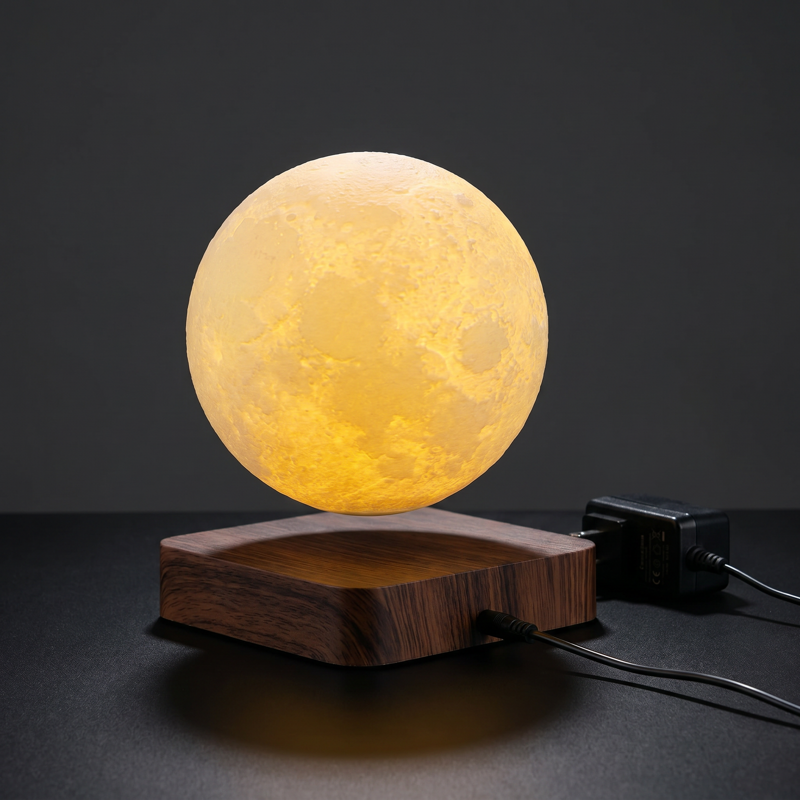 Lampe Lune Lévitation Base Bois 3D – photo 3