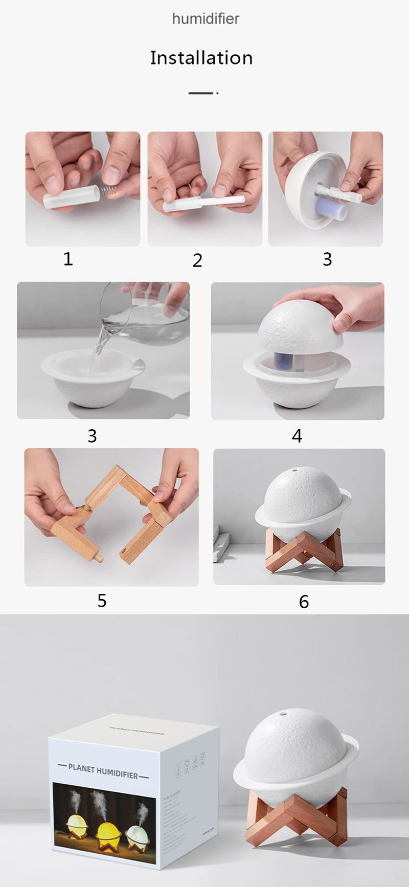 Lampe Lune Humidificateur LED Bedside – photo 6