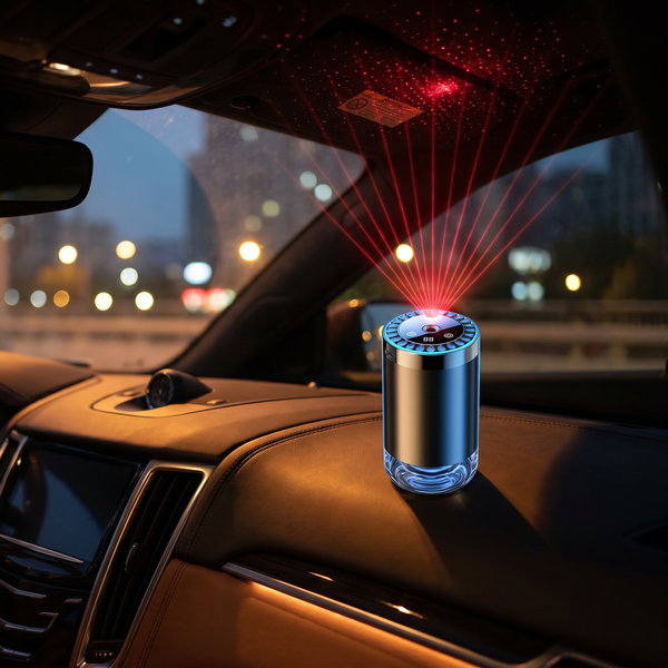 Lunaria Diffuseur Aroma Auto Voiture - diffuseur aromathérapie LED en situation dans une chambre - ambiance spa
