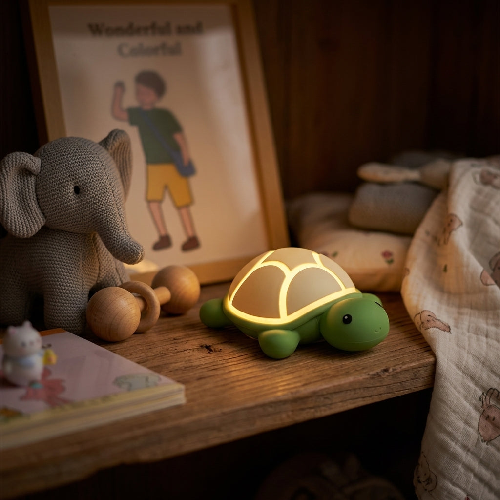 Veilleuse bébé tortue LED tactile en silicone — ambiance chambre bébé nocturne | LUNARIA