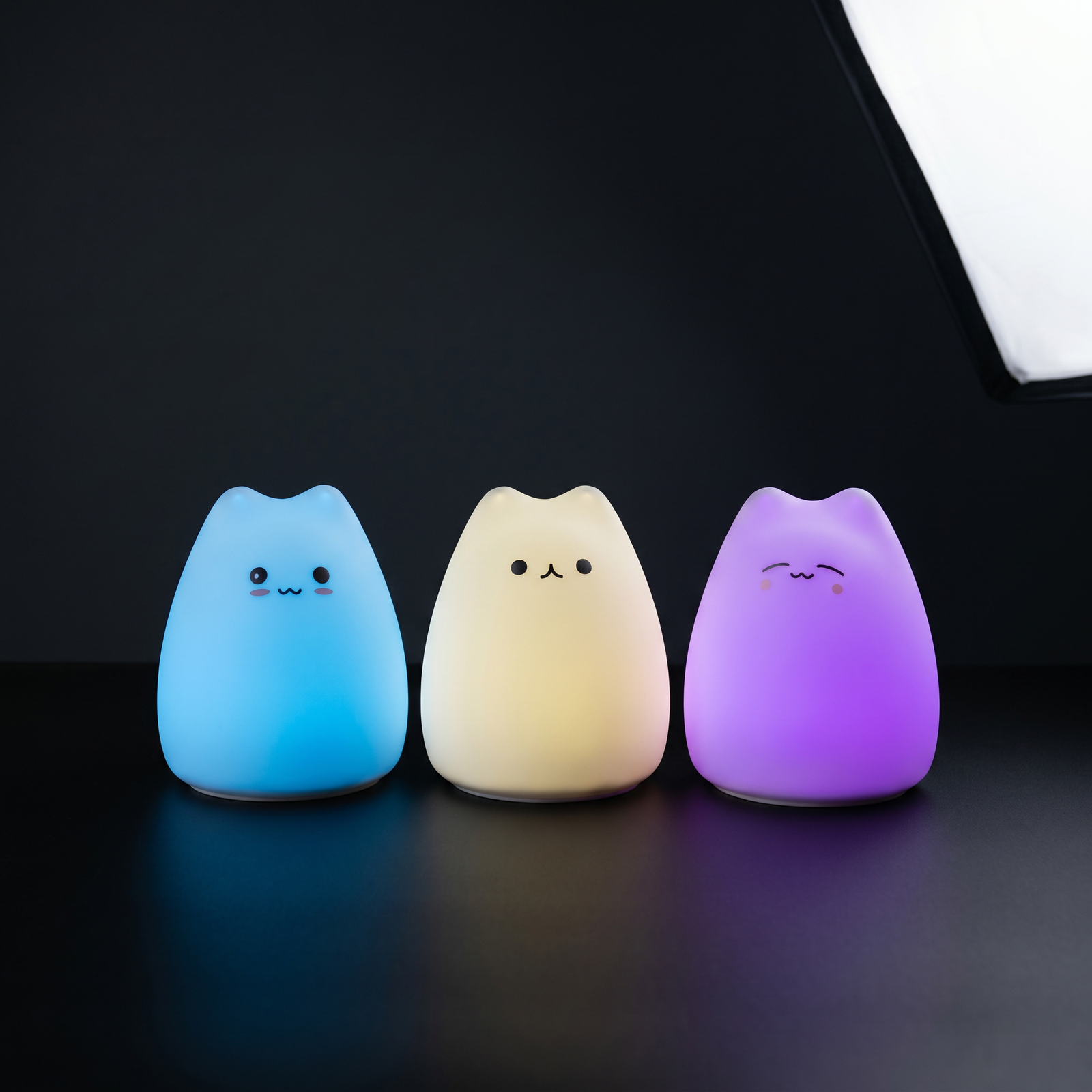 Veilleuse Silicone Chat Rechargeable — 7 Couleurs LED, Capteur Tactile, Enfant Bébé | LUNARIA