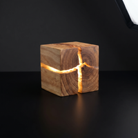 Lunaria Cube LED Bois Résine Murale - cube LED décoratif - cube lumineux RGB