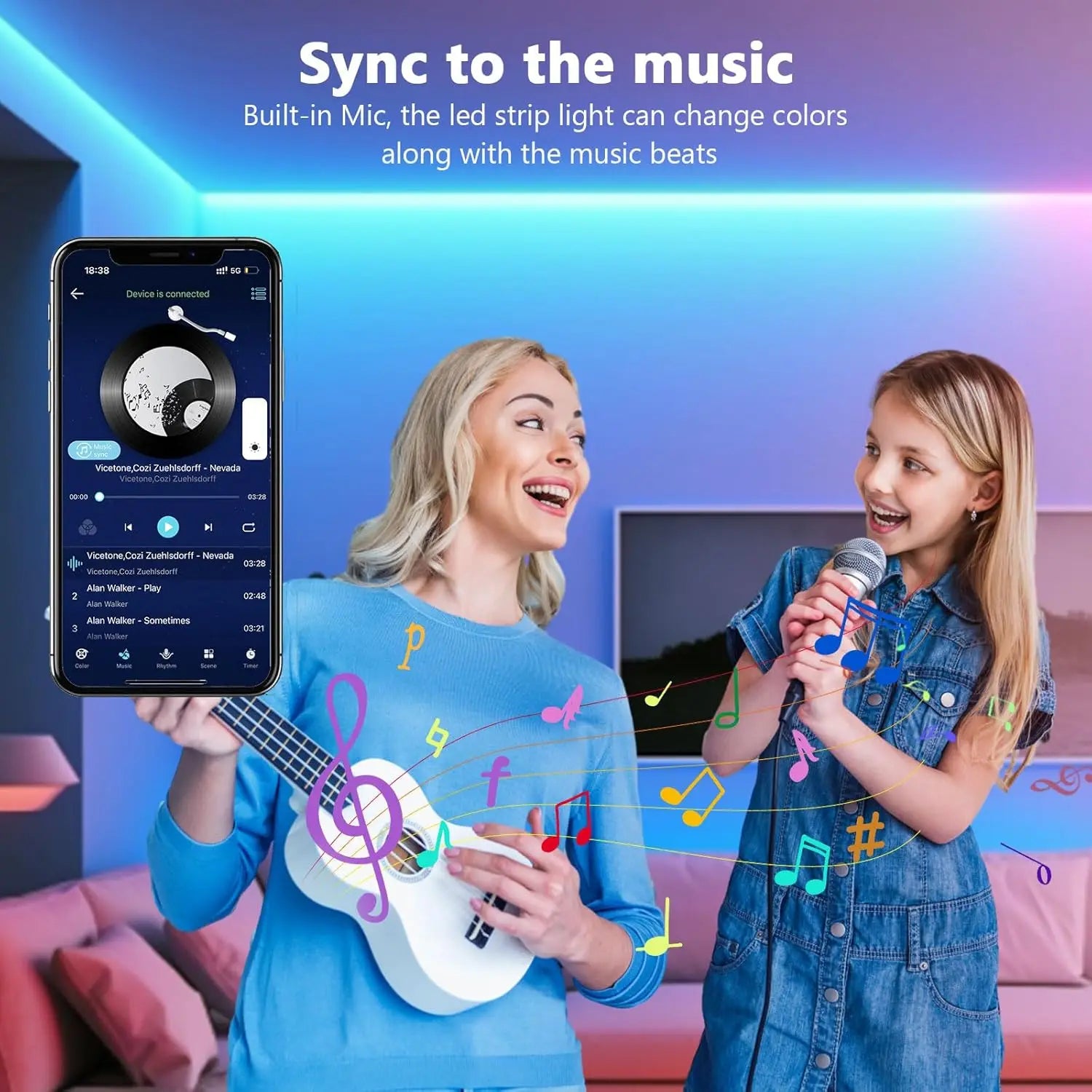 Ruban LED RGB App Bluetooth Sync Musique Télécommande – photo 9