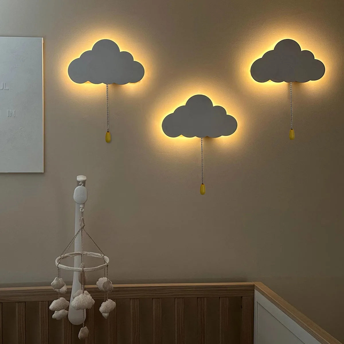 Veilleuse Murale Nuage Enfant — Lampe Design Bois LED pour Chambre Bébé – photo 3