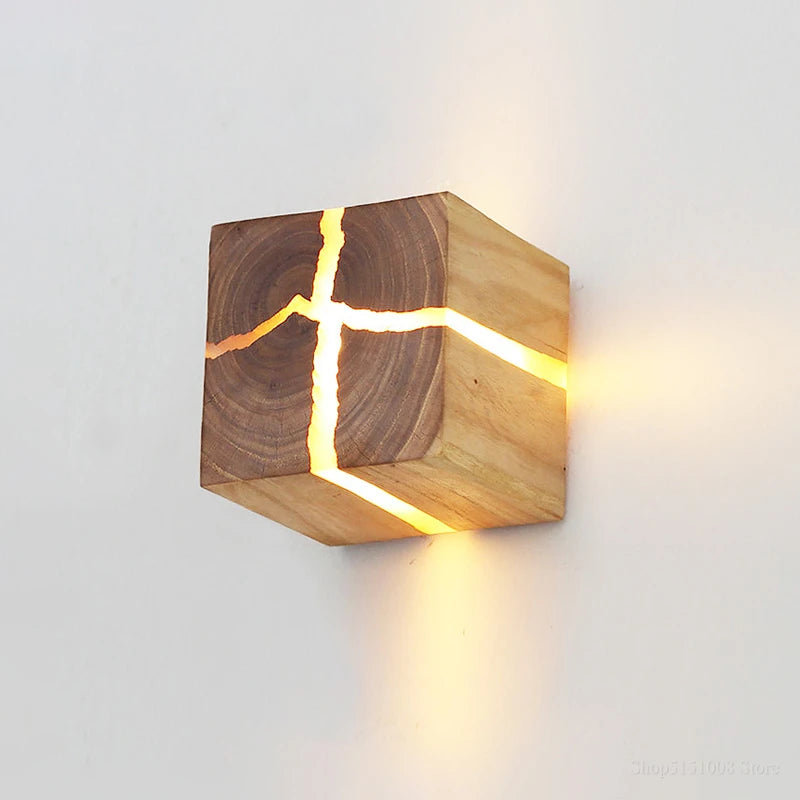 Cube LED Bois Résine Murale – photo 17