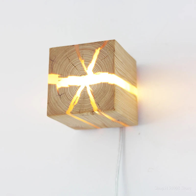Cube LED Bois Résine Murale – photo 18