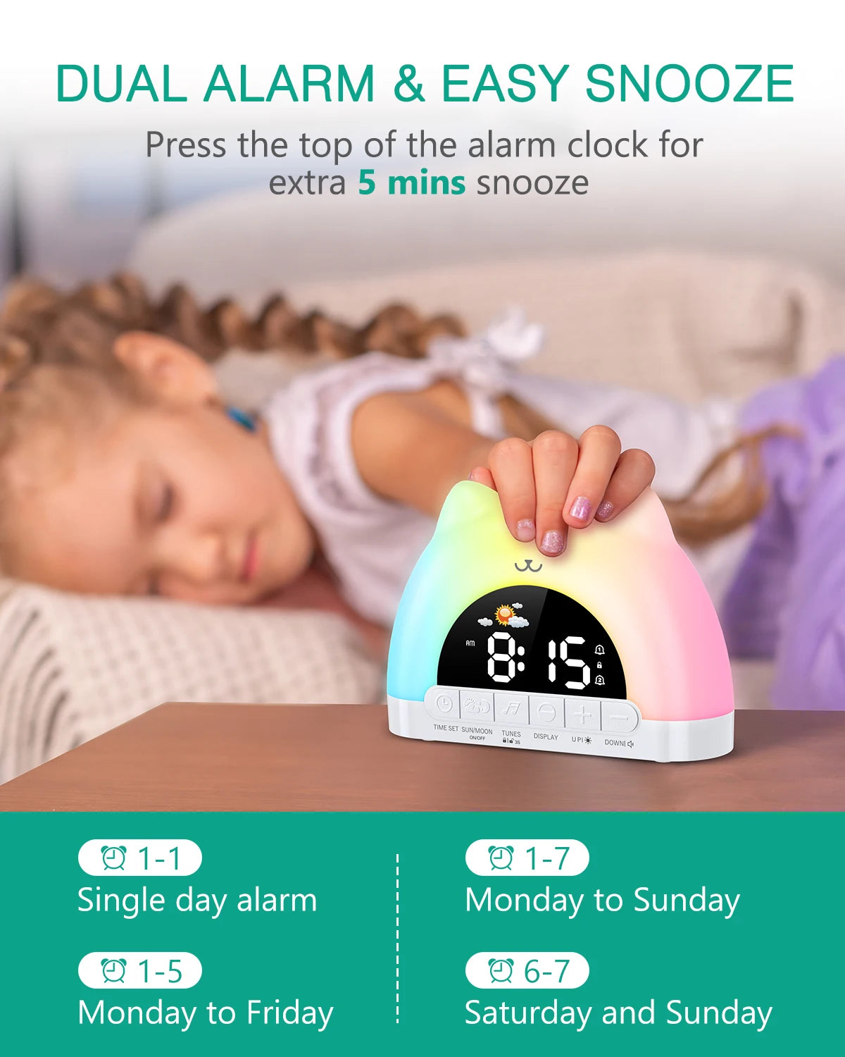Réveil Enfant Sleep Training ORIA — Veilleuse 11 Couleurs avec Code Jour/Nuit – photo 6