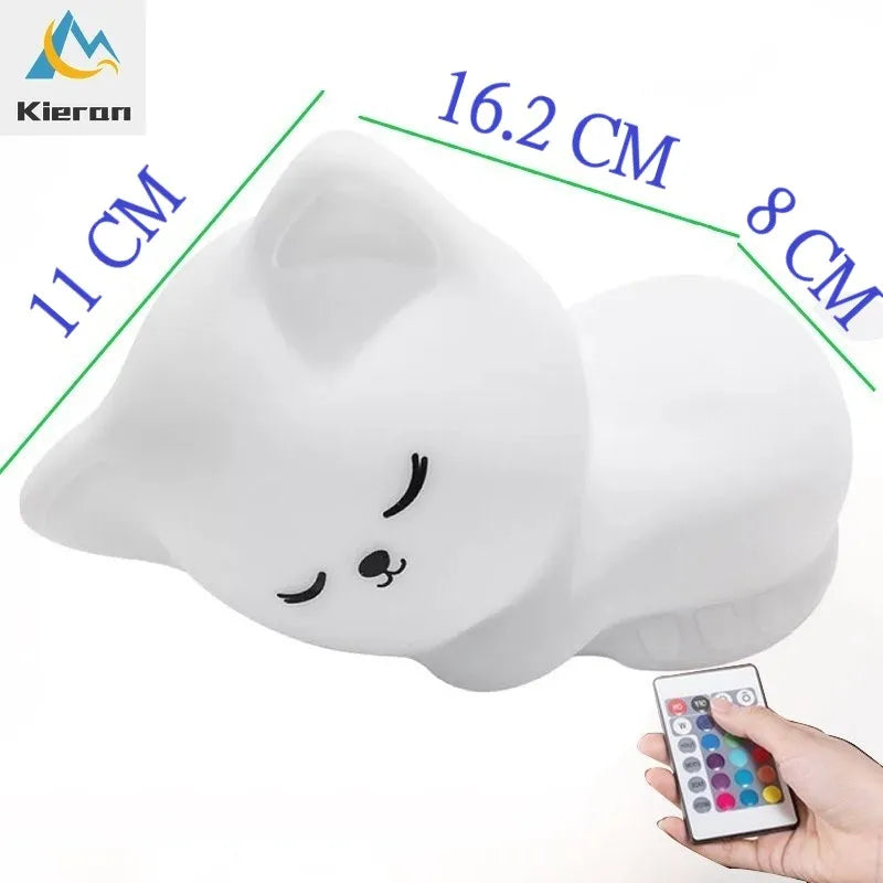 Veilleuse Silicone Chat LED Rechargeable — 7 Couleurs, Variateur Tactile, Enfant – photo 4