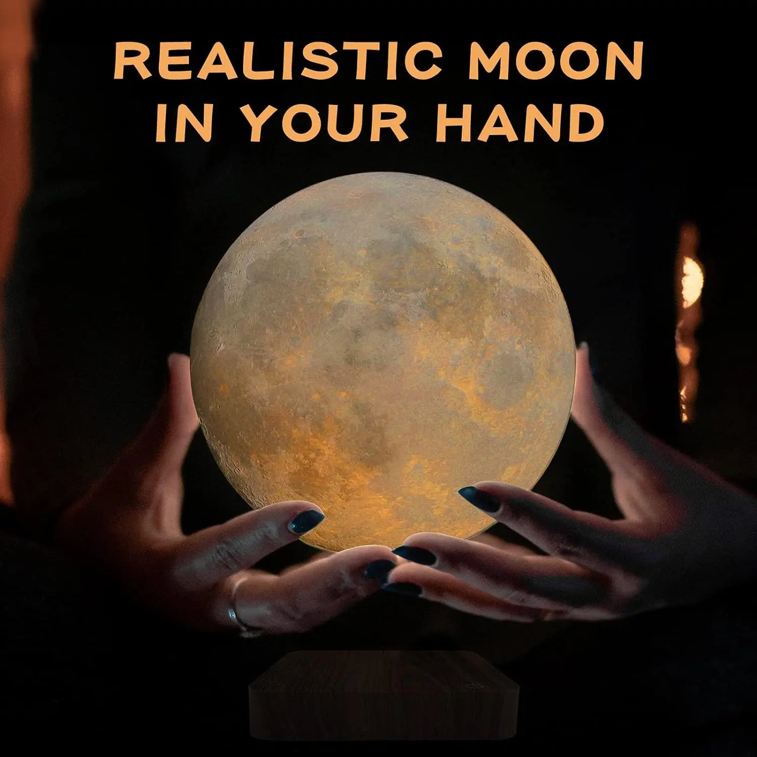 Lampe Lune Lévitation Base Bois 3D – photo 5