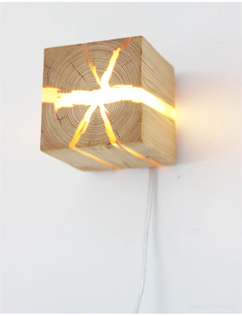 Cube LED Bois Résine Murale – photo 15
