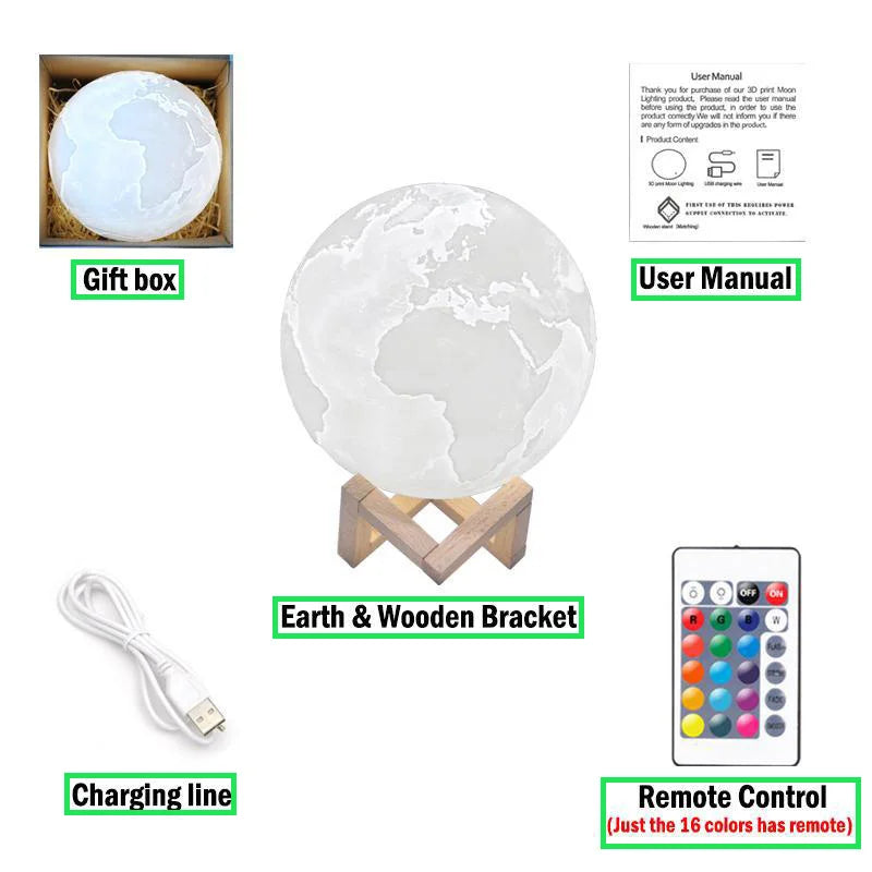 Lampe Lune 3D Rechargeable 16 Couleurs Tactile – photo 11