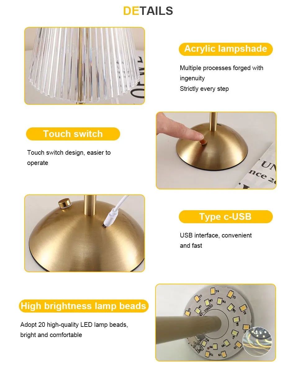 Lampe Tactile Nordique Rechargeable Chevet – photo 12