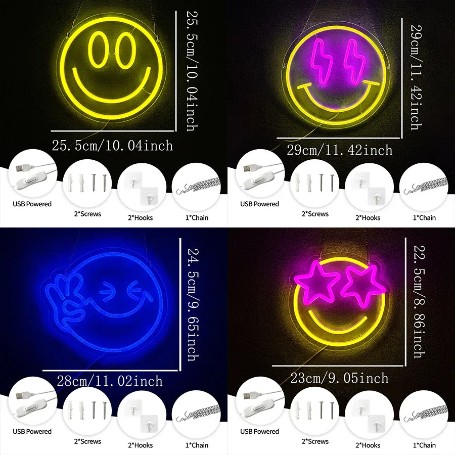 Néon LED Smile Face Mural – photo 6
