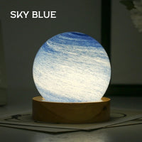 Mini Lampe Lune Verre Socle Bois – photo 6