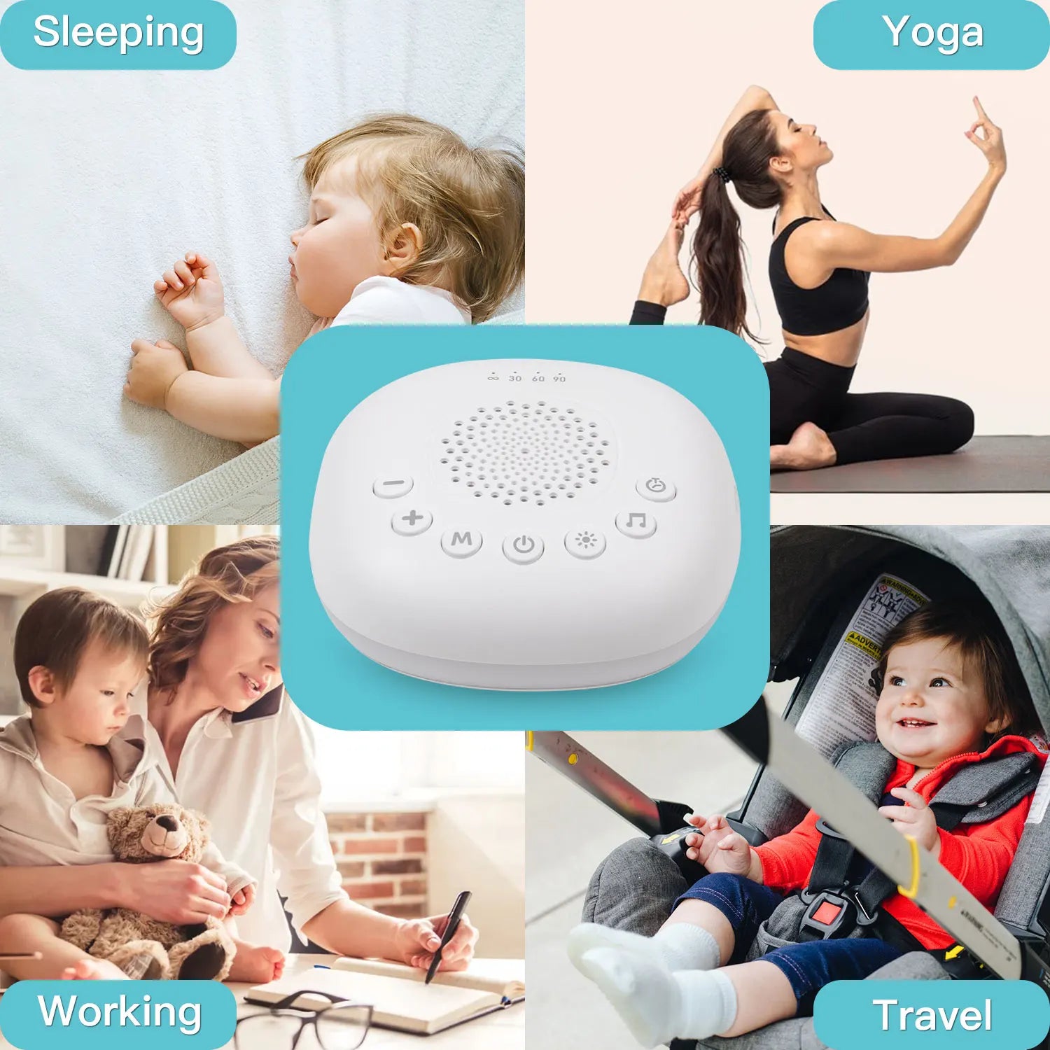Machine Bruit Blanc Bébé 24 Sons — Veilleuse LED Rechargeable, Aide au Sommeil – photo 6