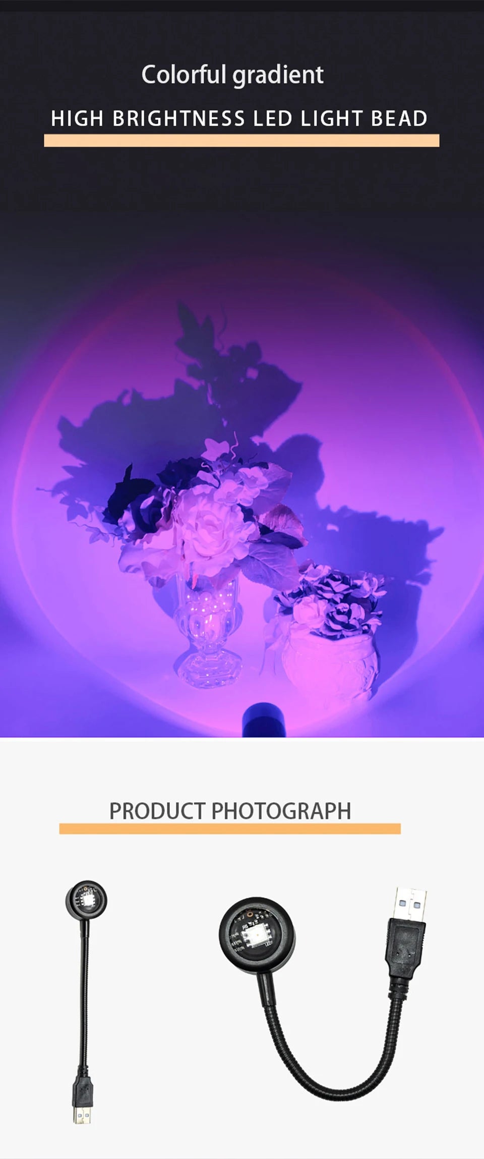 Lampe Sunset Mood Light Bedroom USB – photo 9