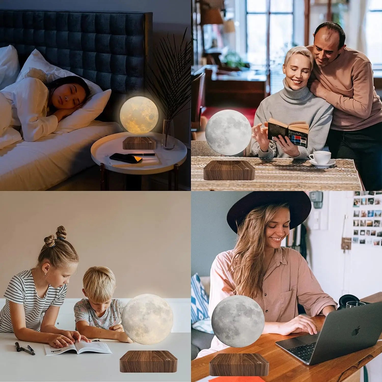 Lampe Lune Lévitation Base Bois 3D – photo 6