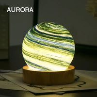 Mini Lampe Lune Verre Socle Bois – photo 9