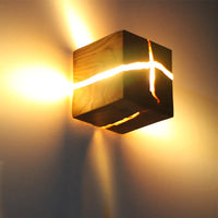 Cube LED Bois Résine Murale – photo 4