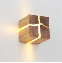 Cube LED Bois Résine Murale – photo 7