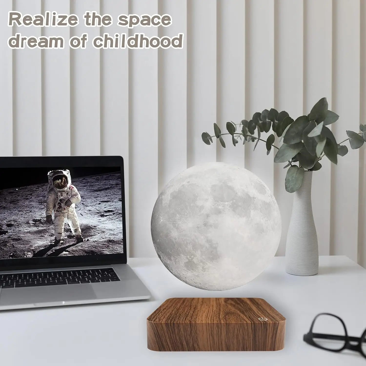 Lampe Lune Lévitation Base Bois 3D – photo 7
