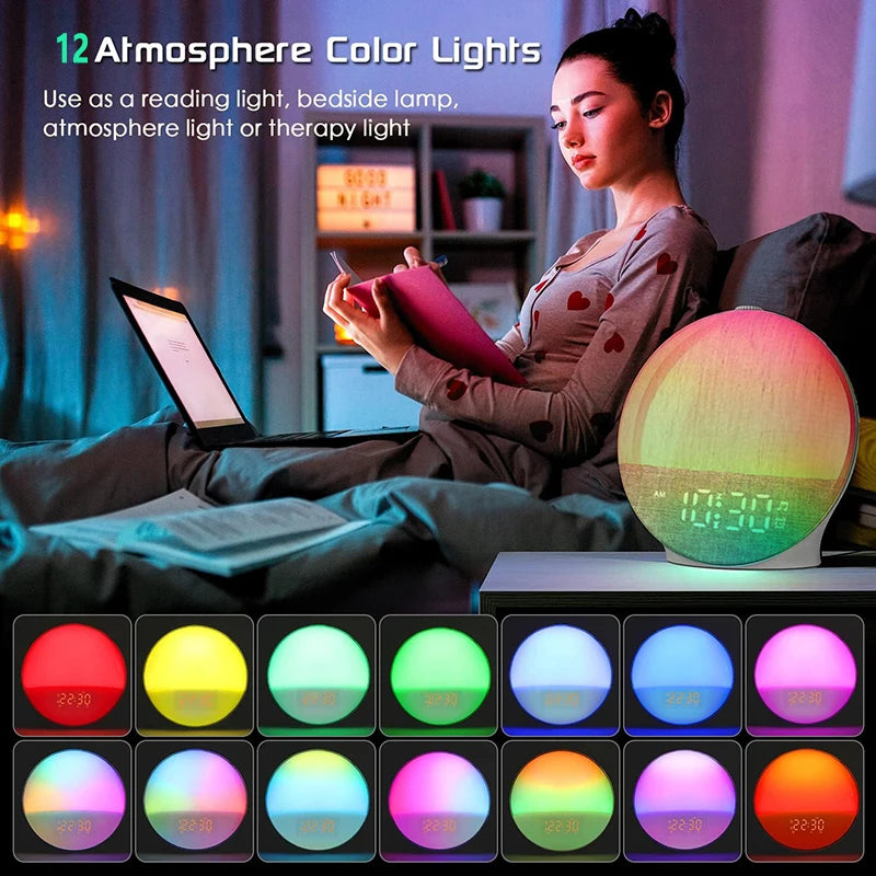 Réveil Lumière Aube Bluetooth — Veilleuse Enfant Bruit Blanc avec Haut-Parleur – photo 4