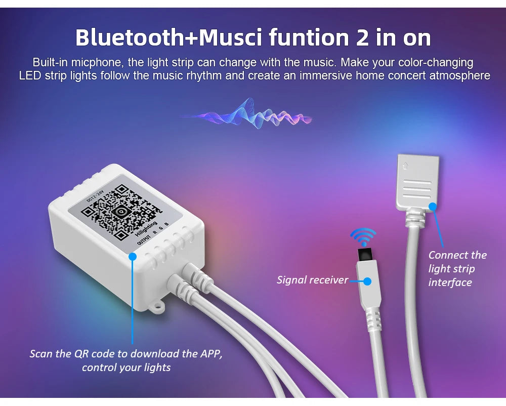 Ruban LED RGB App Bluetooth Sync Musique Télécommande – photo 12