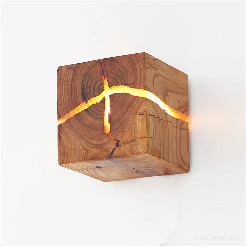 Cube LED Bois Résine Murale – photo 10