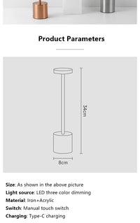Lampe Tactile Sans Fil Bureau 3 Couleurs Rechargeable – photo 14