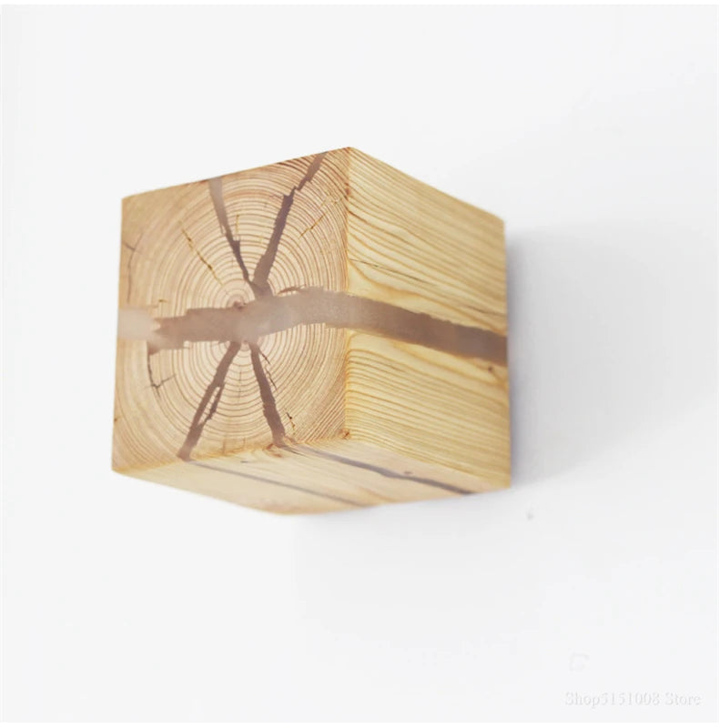 Cube LED Bois Résine Murale – photo 14