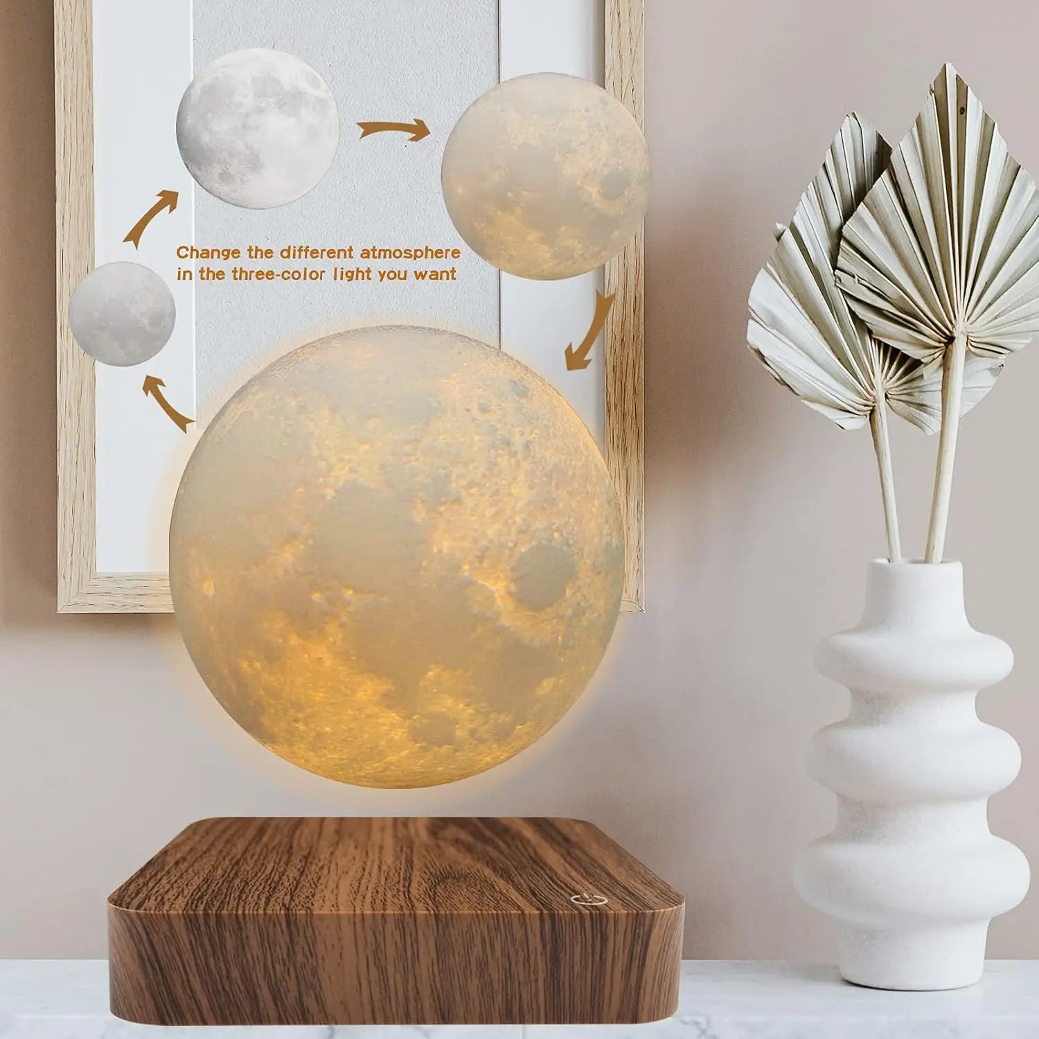 Lampe Lune Lévitation Base Bois 3D – photo 8