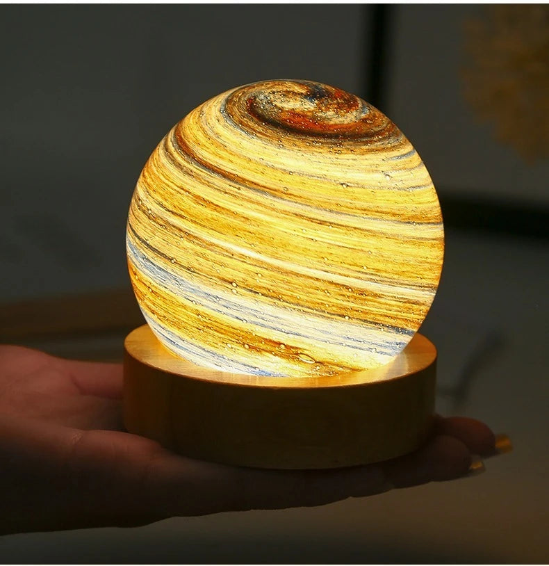 Mini Lampe Lune Verre Socle Bois – photo 5