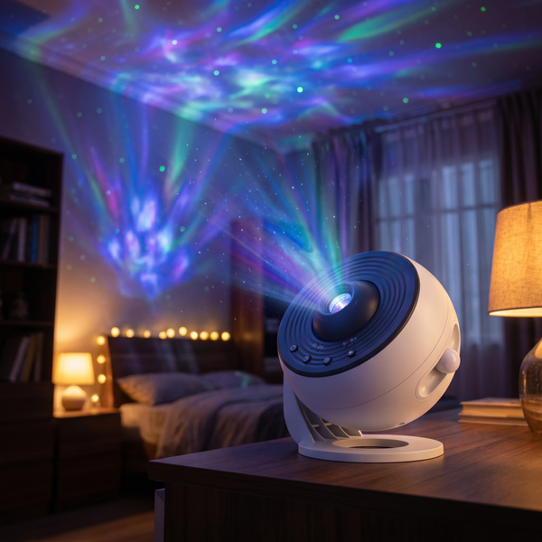 Lunaria Projecteur Galaxie Pro Starry Sky 360° - projecteur galaxie en situation dans une chambre - ambiance cosmique